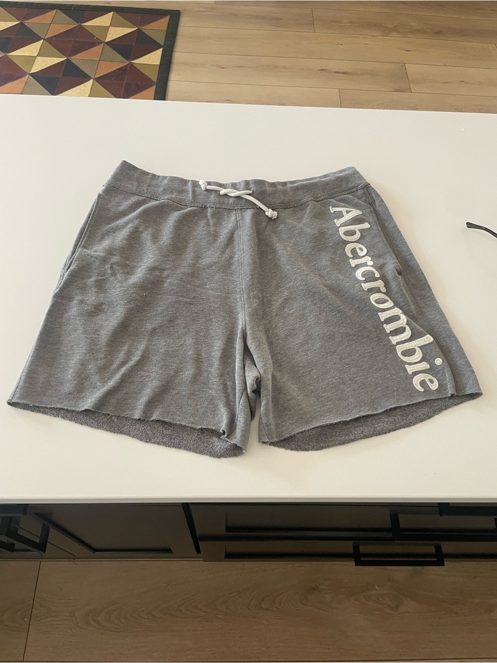 Abercrombie & Fitch Gray Sweat Shorts Drawstring Vintage Y2K Puff Letters Large